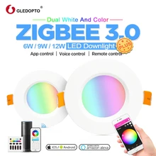 Zigbee Интеллектуальный светильник плюс RGB+ CCT 6 Вт/9 Вт/12 Вт свет работает с zigbee концентратор, эхо Голосовое управление настенный выключатель дистанционного светодиодный
