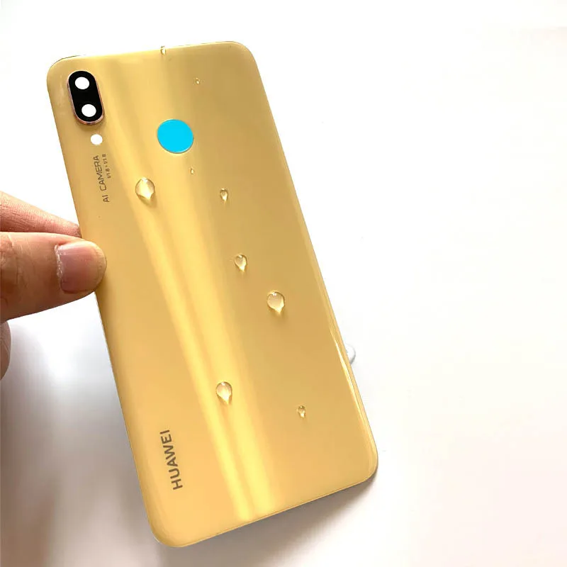Крышка батарейного отсека для huawei Nova 3 Задняя стеклянная панель Задняя Дверь Корпус чехол для huawei Nova3 Nova 3 батарея стеклянная крышка Замена - Цвет: Yellow-With Lens