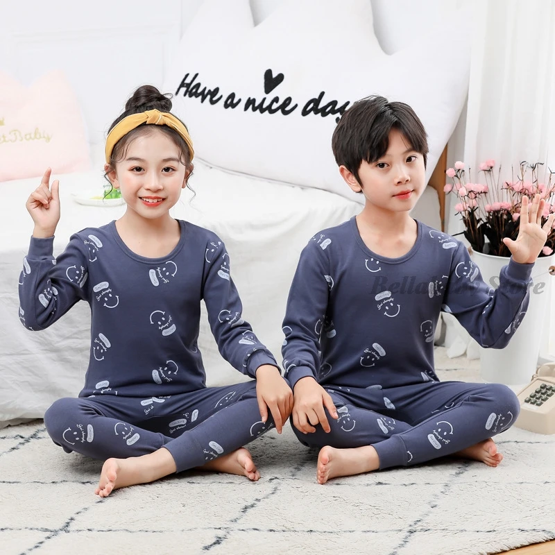 Baby Boy Girl Pajama Sets Korean Spring Pajamas For Kids Sleepwear Set Cotton Cartoon Cow Night Outfits Autumn Children Clothing Sleepwear & Robes cheap