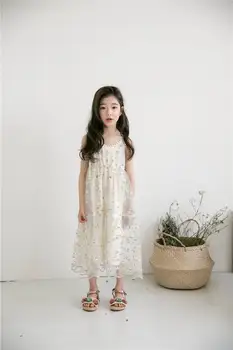 

2020 Summer new Korean Girl's Dress Children Wear Embroidered Lace Princess Dress E80607