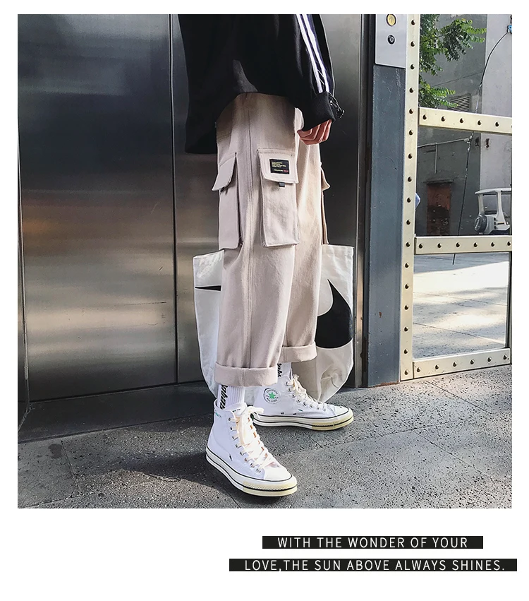 Autumn Tooling New Pants Men Fashion Solid Color Casual Multi-pocket Overalls Man Streetwear Hip-hop Loose Straight Trousers
