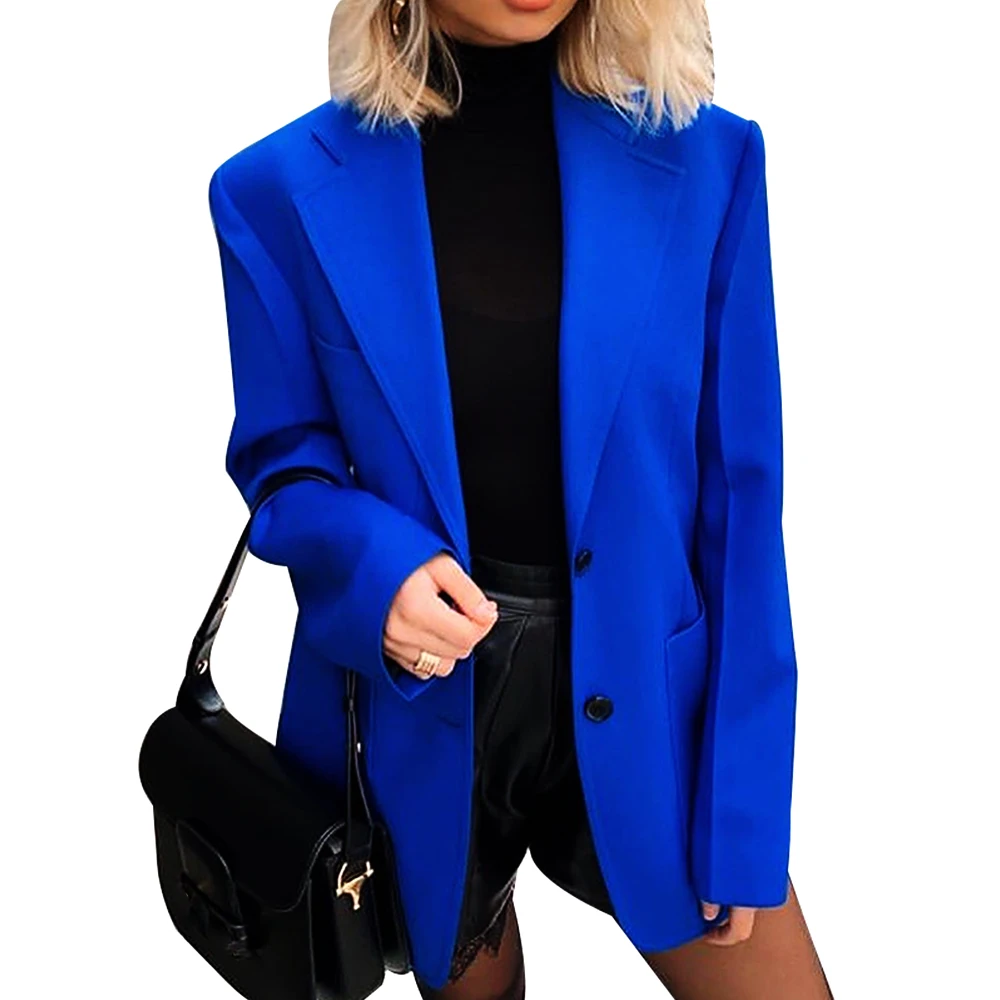 

Fashion Autumn Women Blazers And Jackets Office Suit Slim Chic Single Breasted Long Sleeve Casual Pockets Female Blazer Coat
