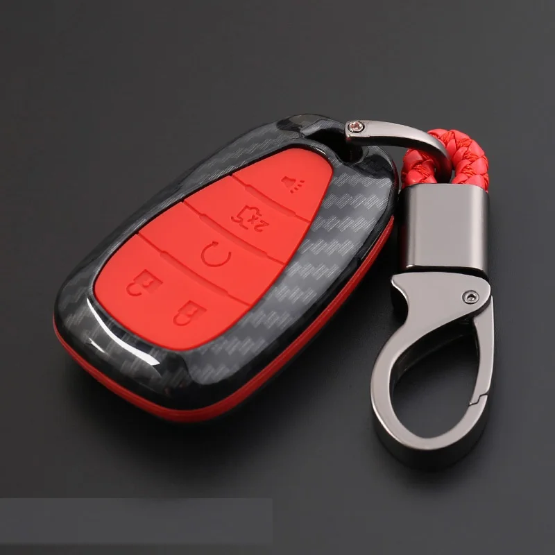 E carbon Red Автомобильный держатель для ключей на сумку из углеродного волокна с принтом для CHEVROLET MALIBU EQUINOX CRUZE CAMARO аксессуары - Название цвета: E carbon Red