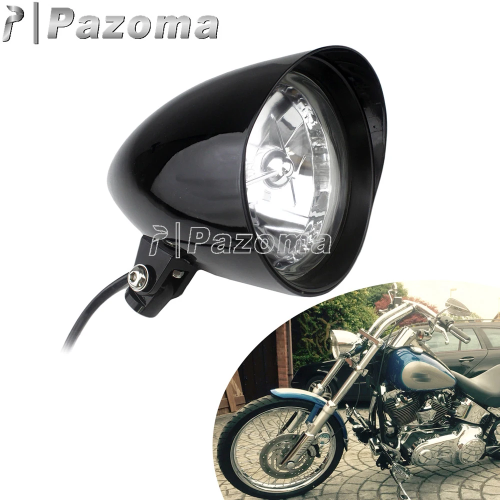 Universal Motorcycle Bullet Headlight Lamp H4 HeadLamp Bracket Mount Cafe Racer