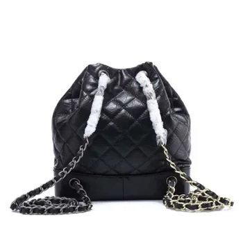 

1PCS 2019 New Double Shoulder Bag Chain Bag Leather Bucket Bag Backpack