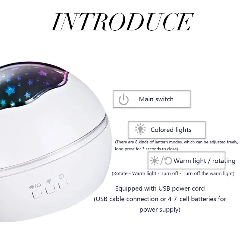 Каваи красочные USB Батарея Луна океан Starlight домашний планетарий светодиодный проектор лампа светится в темноте подарки на день рождения для девочки