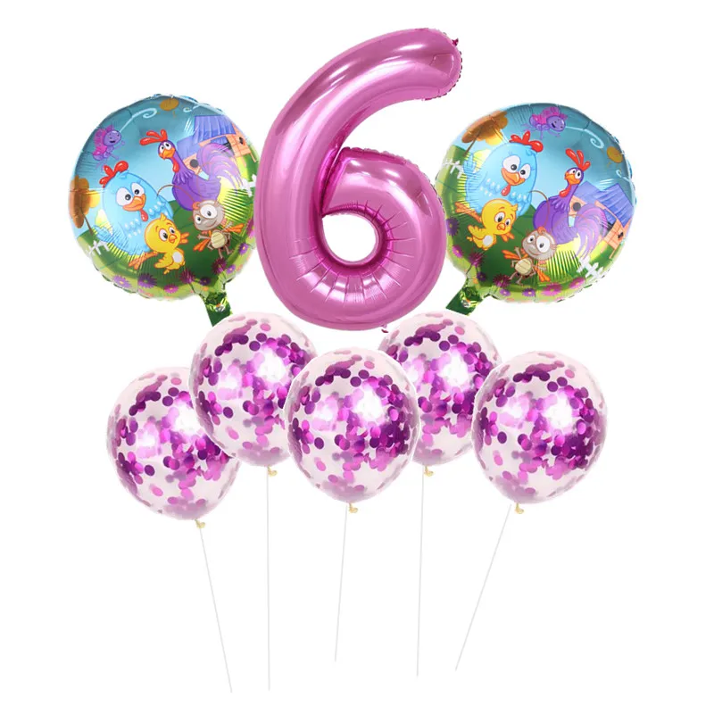 8pcs 8 шт./лот, вечерние воздушные шары с животными на ферме, 32 дюйма, розовые воздушные шары с цифрами, Детские вечерние воздушные шары на 1 день рождения, детские игрушки - Цвет: 8pcs