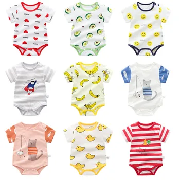

Baby Unisex Romper Newborn Bebe Boy Girl Short Sleeve Jumpsuit Print Rompers Infant Cotton Toddler Summer cute Cartoon Clothes
