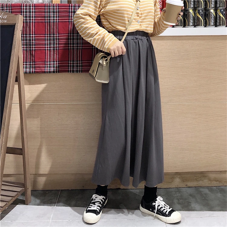 high waist skirt empire pleated spring autumn hot solid mid-calf preppy style faldas mujer moda Women's Clothing fashion brand