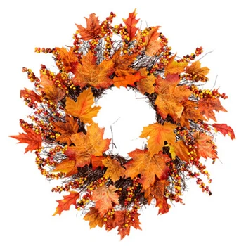 

Christmas Autumn Color Garland Window Restaurant Home Maple Leaf Decoration Ornaments Holiday Pendant Wreath