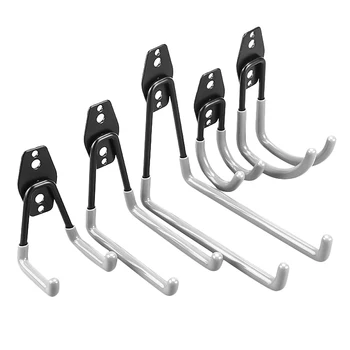 

5 Pcs Utility Storage Hooks, Wall Mount Anti-Slip Double Hooks for Home and Garage Organization,