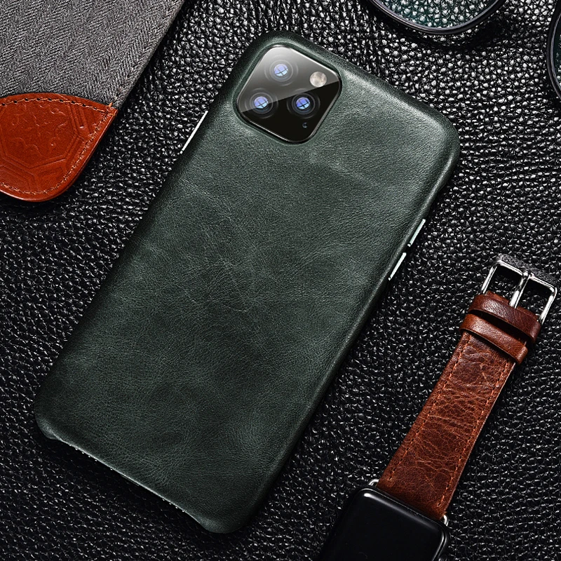 Зеленый Для iPhone 11 Ретро чехол из натуральной воловьей кожи iPhone 11 Pro Чехол для бизнеса защитный чехол для телефона для iPhone 11 Pro Max - Цвет: Зеленый