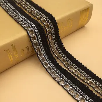 

5Yards Wool Webbing Hollow Gold Silver Chain Lace Aluminum Chain Crochet Woven Lace Trim Ribbons Clothing Hat Diy Accessories
