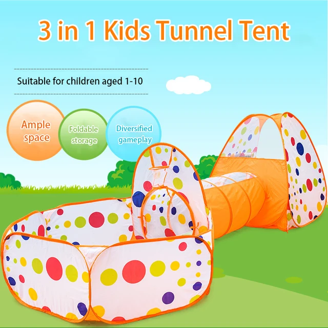 IMBABY Foldable 3 In 1 Playpen For Children Portable Kid Tipi Tent Crawling Tunnel Baby Dry Ocean Ball Fence Play Pool Connected 3
