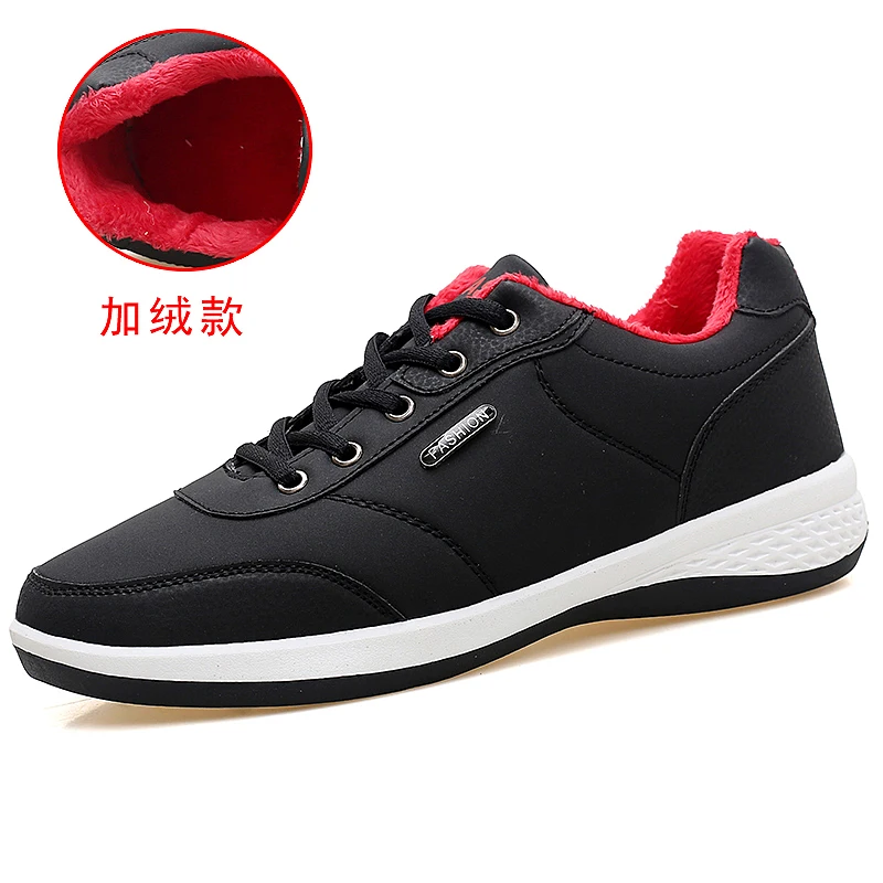 Осенняя мужская обувь; зимняя Уличная обувь для бега; теплая спортивная мужская обувь на плоской подошве; удобные мужские кроссовки; chaussure homme; 10 - Цвет: Winter Black