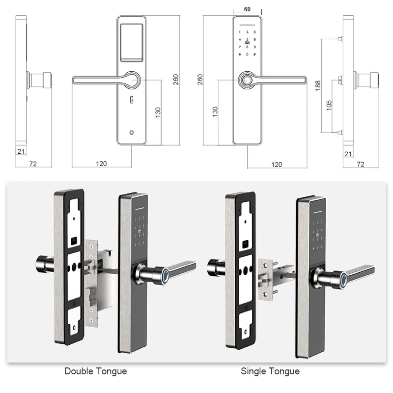 - RAYKUBE Wifi Fingerprint Door Lock Stainless Steel Support TuyaSmartlife APP Code Smart Card HighQuality Black X6