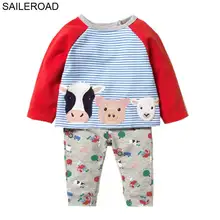SAILEROAD/весенне-осенний комплект одежды для мальчиков, хлопковая детская одежда с длинными рукавами и рисунком коровы, комплекты для маленьких детей костюмы для мальчиков комплект с животными