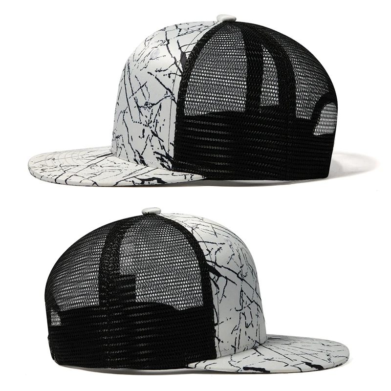 Fashion Design Mesh Baseball Cap Men Summer Trucker Hat Hip Hop Bone Snapback Cap Women Black White Breathable Sun Hats