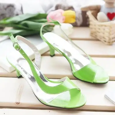 

Summer 2020 Sweet Fashion Fishtail Stiletto Heel Sandals Candy Color Patent Leather Large Size Small Size Women's Shoes