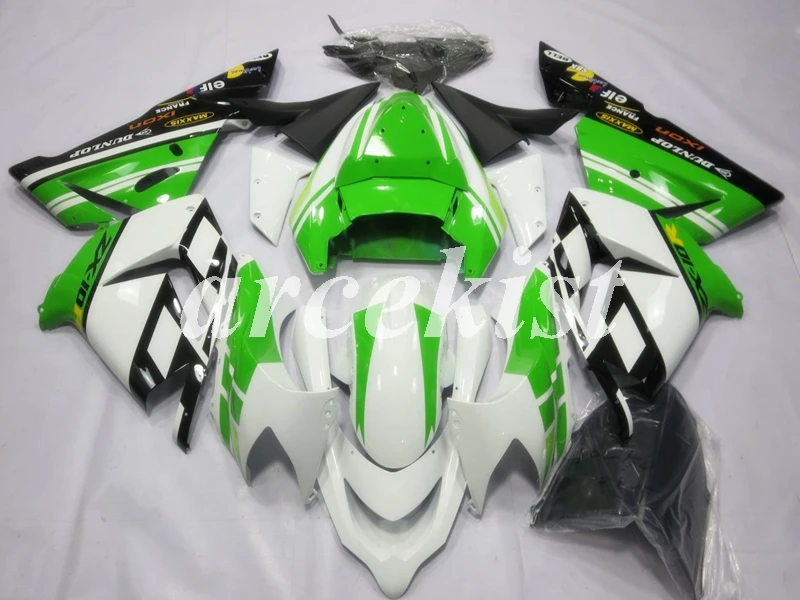 4 подарки ABS мотоцикл обтекатели комплект подходит для kawasaki Ninja ZX10R 2004 2005 04 05 10R ZX-10R тела набор зеленый белый