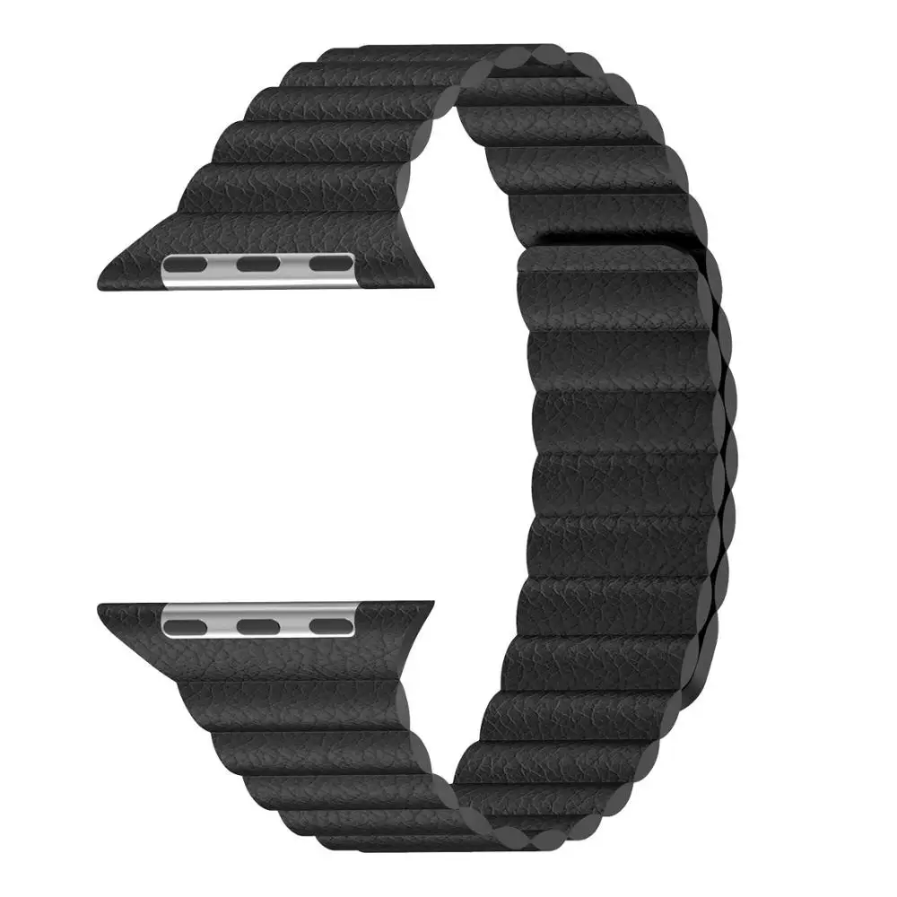 Кожаный ремешок-петля для Apple Watch 40 мм 38 мм 42 мм 44 мм ремешок для iwatch 5 4 3 2 1 наручный браслет на магнитной застежке ремешок для часов - Цвет ремешка: Black