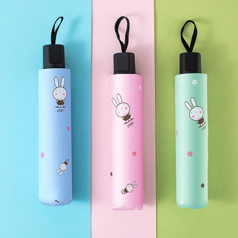 

Cartoon Woman Too Parasol Three Fracture Sunscreen Sanqingyu Dual Purpose Umbrella Fold Umbrella Advertisement Umbrella