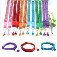 

40%HOTShiny Sequins Pet Collar Dog Cat Quick Release Buckle Necklace with Bell Pendant