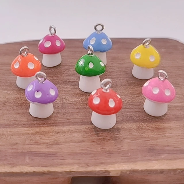 10pcs Koean Colorful Mushroom Resin Charms for Jewelry Making DIY Earring Bracelet Lovely Cute