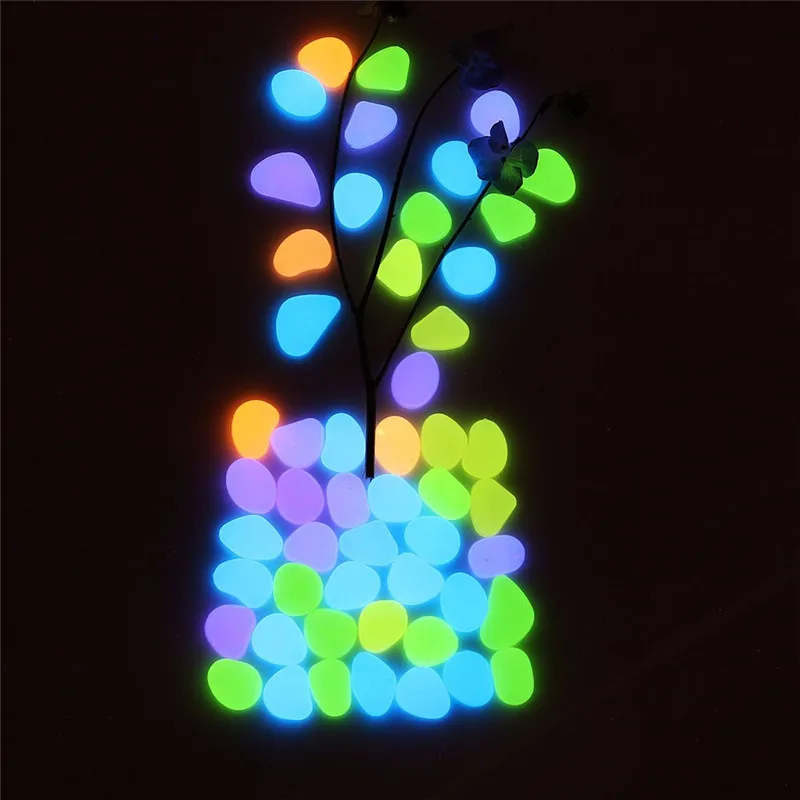 50Pcs Pebbles Glow Stones Rocks Glow in the Dark for Aquarium Fish Tank Garden Walkways Lawn Yard Ornaments Luminous Stones05