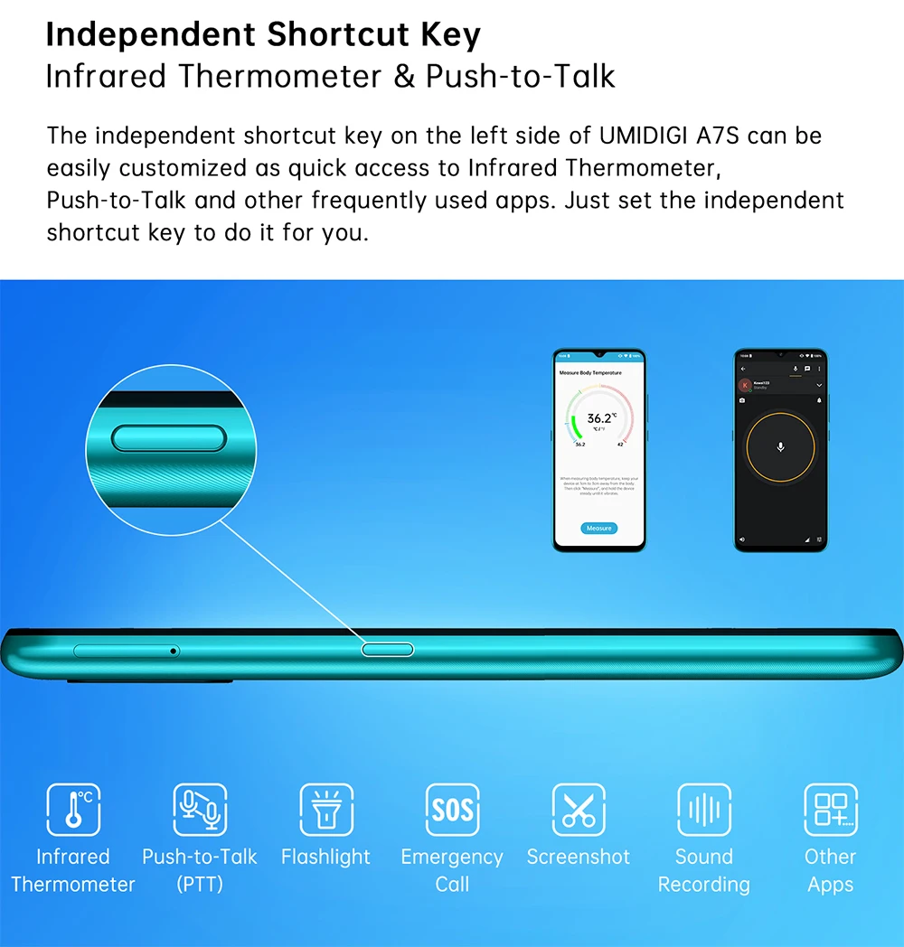latest umidigi phone [US Charger] UMIDIGI A7S Smart Phone 6.53" Screen 32GB 4150mAh Camera Global Version Cellphone Infrared Temperature Sensor best poco phones