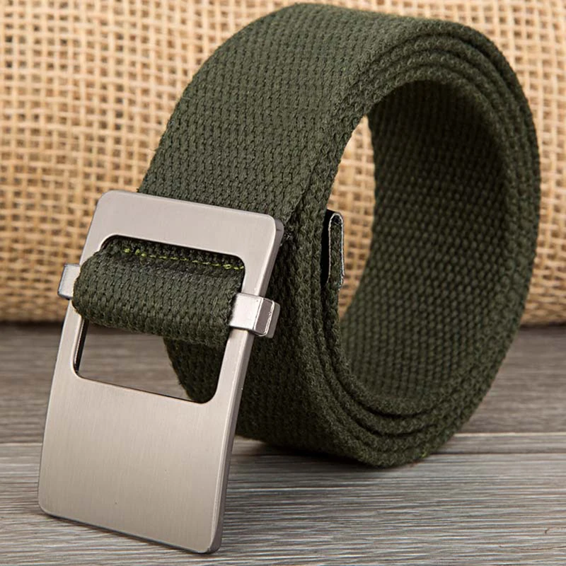 Trendy Fashion Belt Canvas Casual Wild Woven Belt Canvas Belt Men and Women Belt Youth Metal Automatic Buckle Student