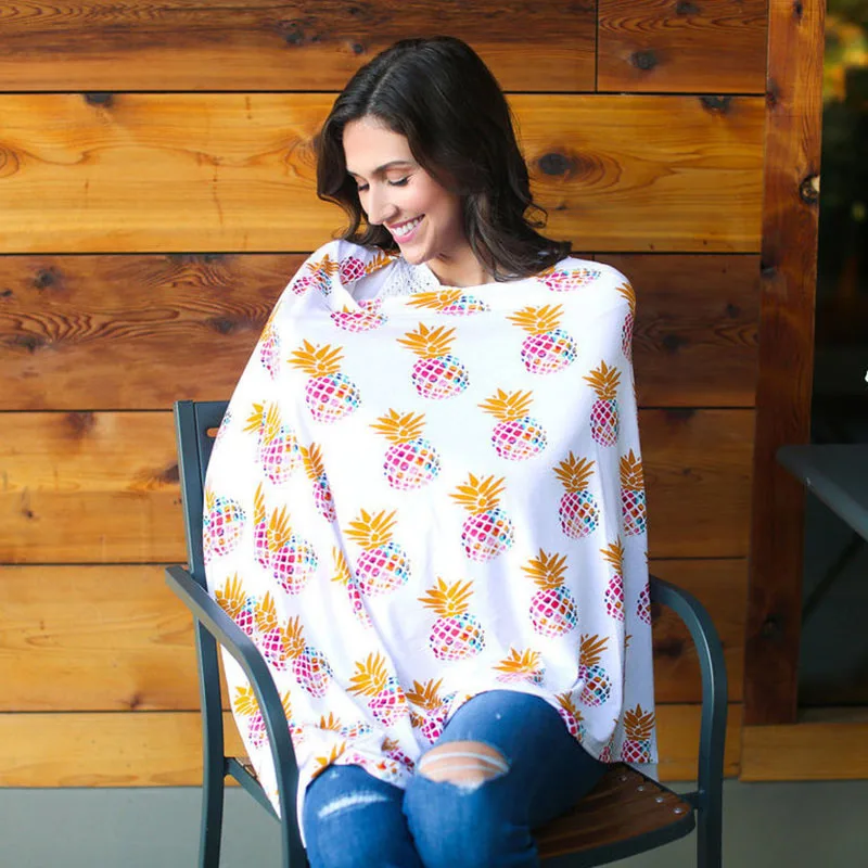 

Baby Breastfeeding Mum Udder Covers Nursing Cotton Poncho Cover Up Printed Shawl Blanket High Quality