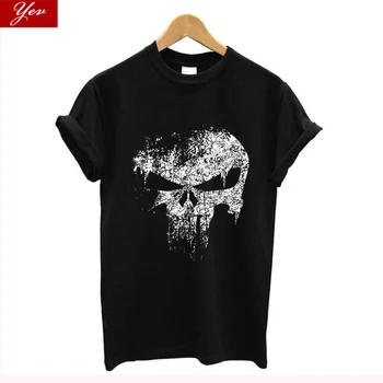 

2020 new casual women tops the Punisher printed t shirt cotton short sleeve o-neck tee shirt homme skull women clothing camiseta