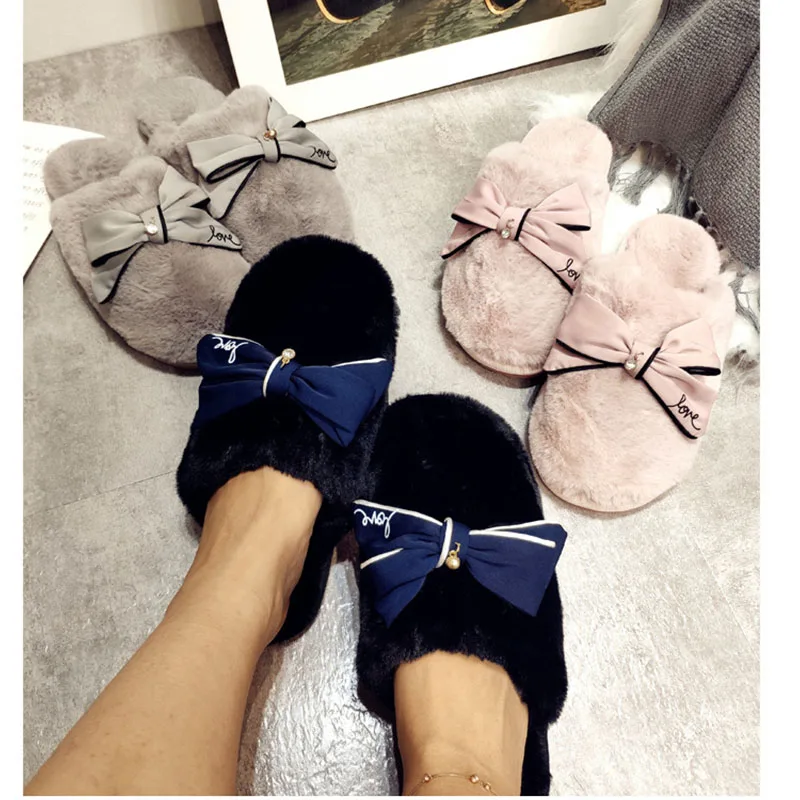Women Slipper Shoes Women Warm Slipper Indoors Anti-slip Winter House Shoes ladies indoor fur Simple Shoes Casual Flat Slipper
