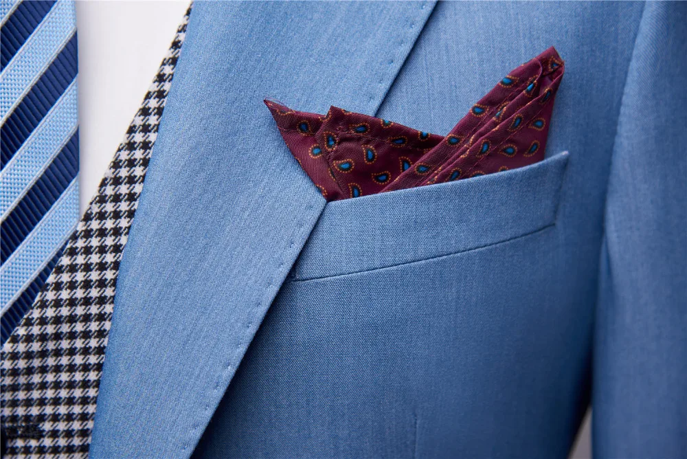Notch Lapel Blue Men suit Slim Fit Men Suits 3 Pieces Groomsmen Wedding Suits For Men Bridegroom(Jacket+Pants+Vest