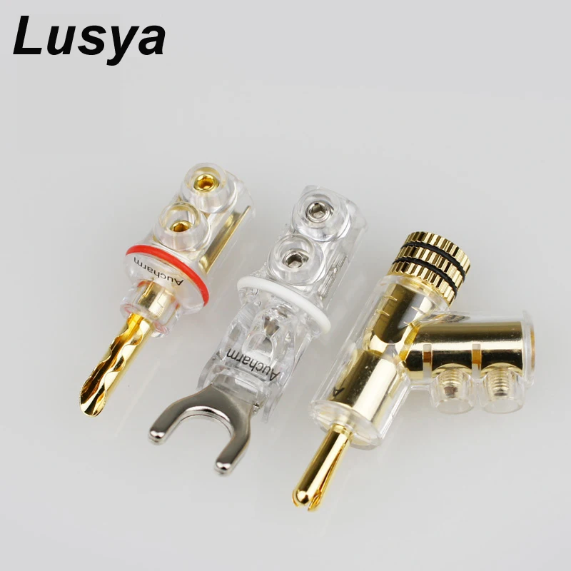2pcs Gold /rhodium Plated Y Spade Banana Plug Connectors Jagged