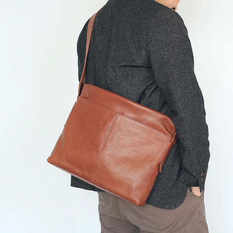 LANSPACE мужская кожаная сумка на одно плечо модная брендовая мессенджер первый слой