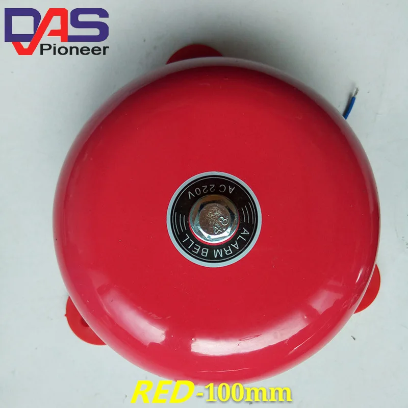 AC 220V 100mm 4 дюймовый Dia школ пожарной сигнализации круглый Форма электрический звонок красный