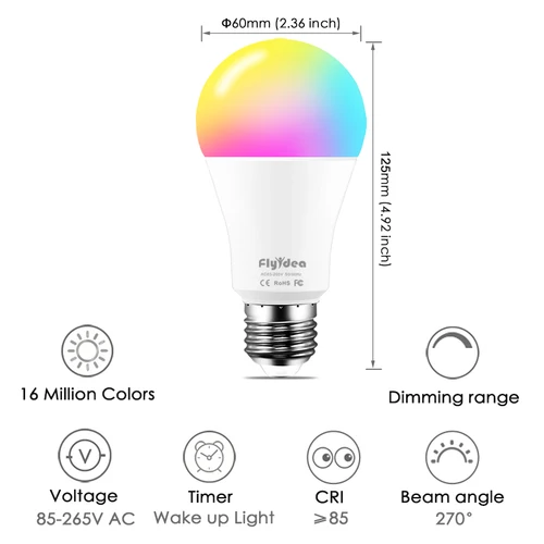 Yandex Alice-스마트 전구 15W 컬러 WiFi 조명 RGB E27 LED 램프 220V 110V, Alexa Google Home Assistant 음성 제어 밝기 조절 가능 3