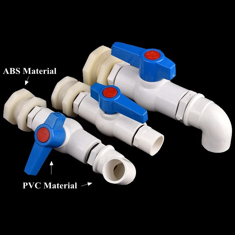 1Set 1/2 "3/4" 1 "PVC Aquarium Aquarium Einlass Wasser Ablauf Joint Direkt/Ellenbogen Garten bewässerung Wasser Tank Rohr Anschluss Ventil – Detail 2