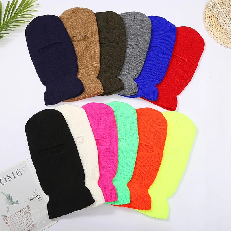 1-Hole Ski Mask Knitted Hat Face Cover Winter Warm Balaclava Bonnet Outdoor Sports Beanies Funny Party Riding Cap winter cap for men