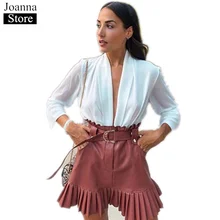 Летняя Сексуальная мини-юбка из искусственной кожи, женские плиссированные юбки с высокой талией, повседневные короткие юбки с поясом Красного размера плюс, винтажные вечерние уличные женские юбки