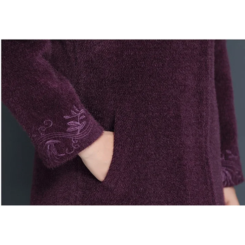 Women Winter Soft Thick Artificial Mink Woolen Coat Female Elegant Sheep Sheared Coat Middle-aged Women Winter Jacket W1344