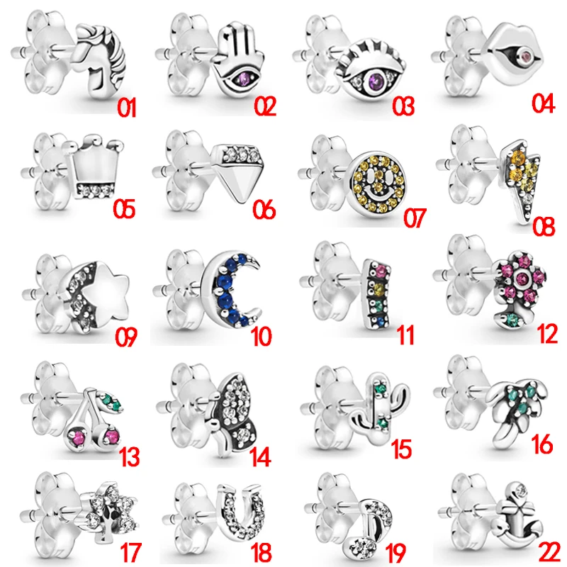

Anchor Pony Unicorn Stud Earring Cute Crystal Butterfly Earrings Men Demon Eyes Flower Earrings for Women Fine Jewelry Wholesale