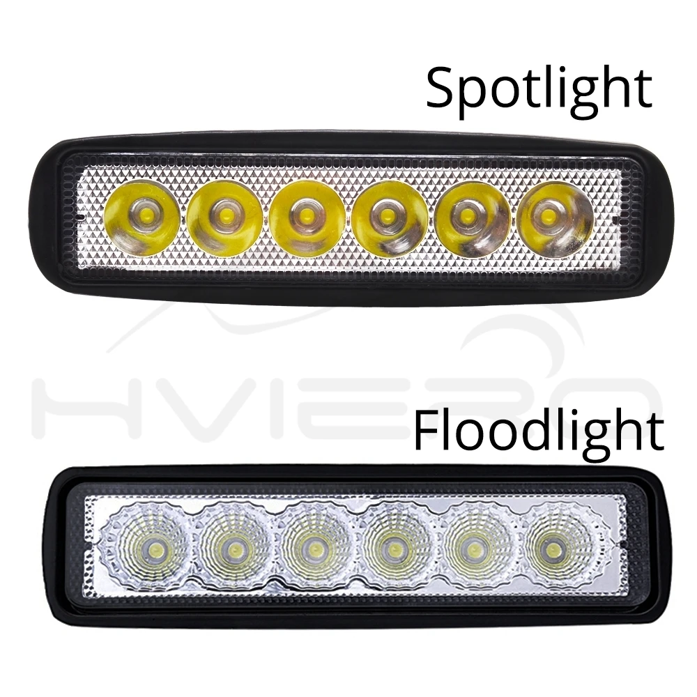 18W 12V LED Work Light Bar 6Leds Spotlight Flood Lamp Driving Fog Offroad White Work Car Light for Ford Toyota SUV 4WD led beams (2)