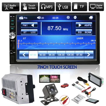 

7" 2 Din Touch Screen Bluetooth Handsfree Car volume adjustment MP5 Player FM USB TF AUX +Rear view Camera+Remote control