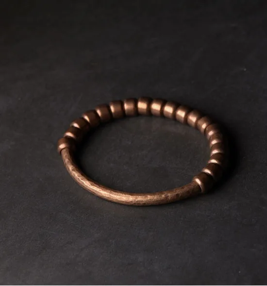 Big Beads Браслет ручной работы из чистой меди, винтажный искусственный оксидированный уличный рок стиль, металлические ювелирные изделия унисекс для мужчин и женщин - Окраска металла: Big Beads