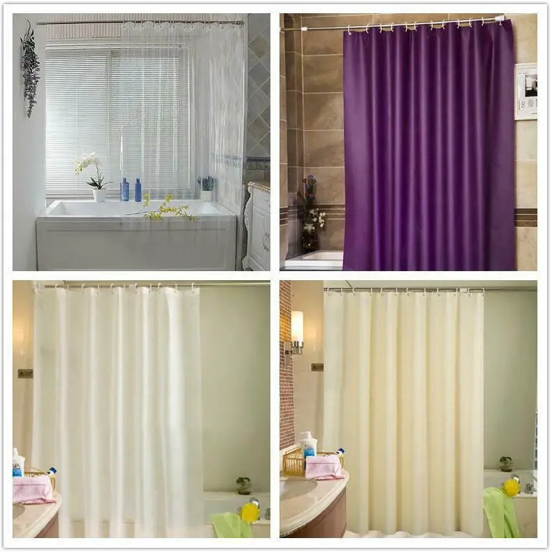 PEVA Solid Color Transparent Bathroon Shower Curtain Moldproof Waterproof Eco-friendly Bathroom Accessories | Дом и сад