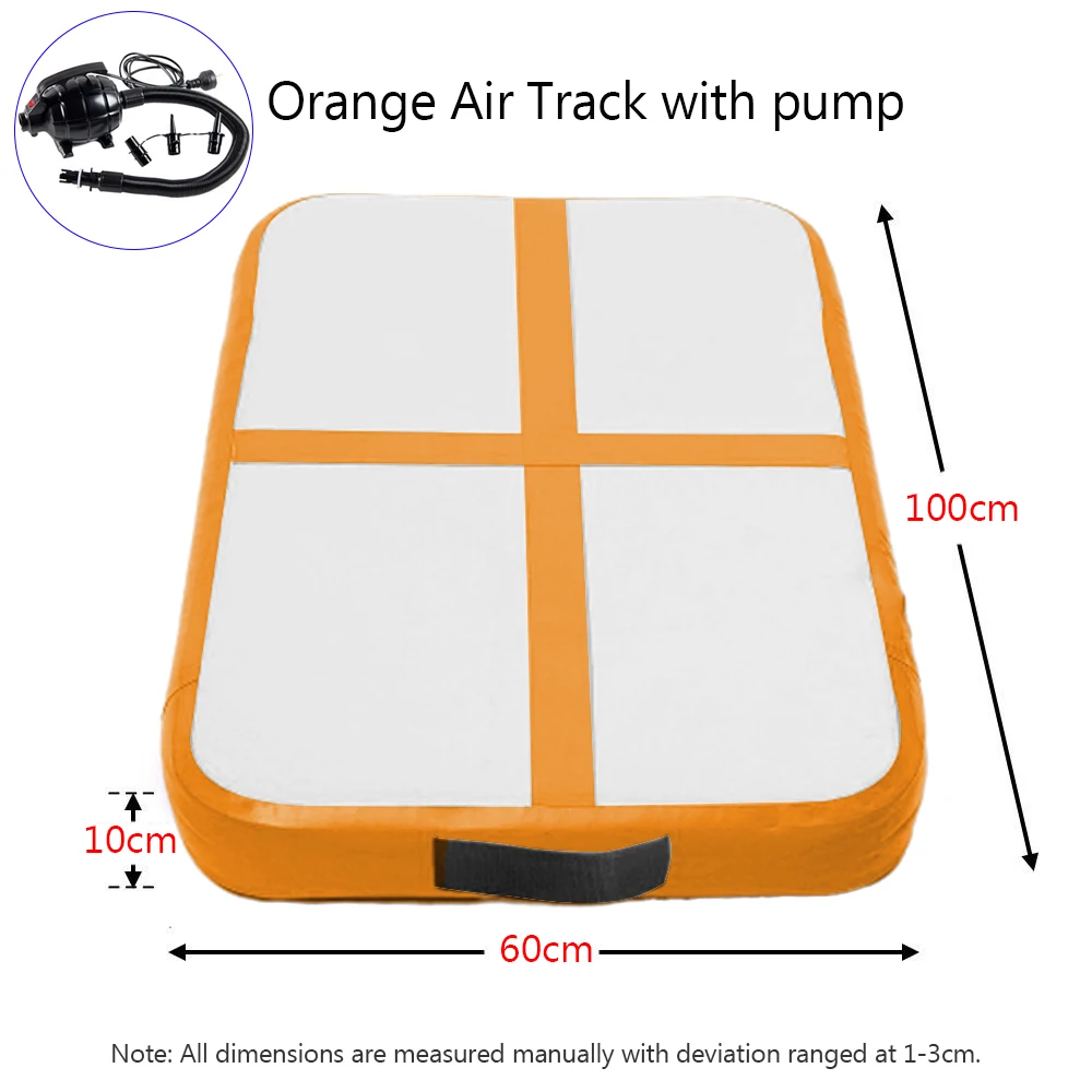 Надувной гимнастический коврик 100x60x10 см, надувной тренировочный матрас для занятий йогой в тренажерном зале, для Черлидинга, для детей, для дома/парка/пляжа - Цвет: 1M ORANGE