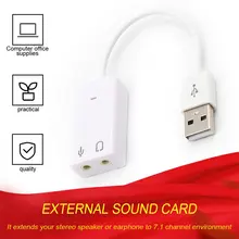 

External USB Sound Card 7.1 Adapter USB to 3D Virtual Sound Audio Headset Microphone 3.5mm Jack For Laptop PC Notebook